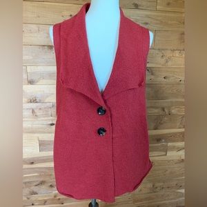 Cut Loose Boiled Wool Orange Vest with Pockets Size M